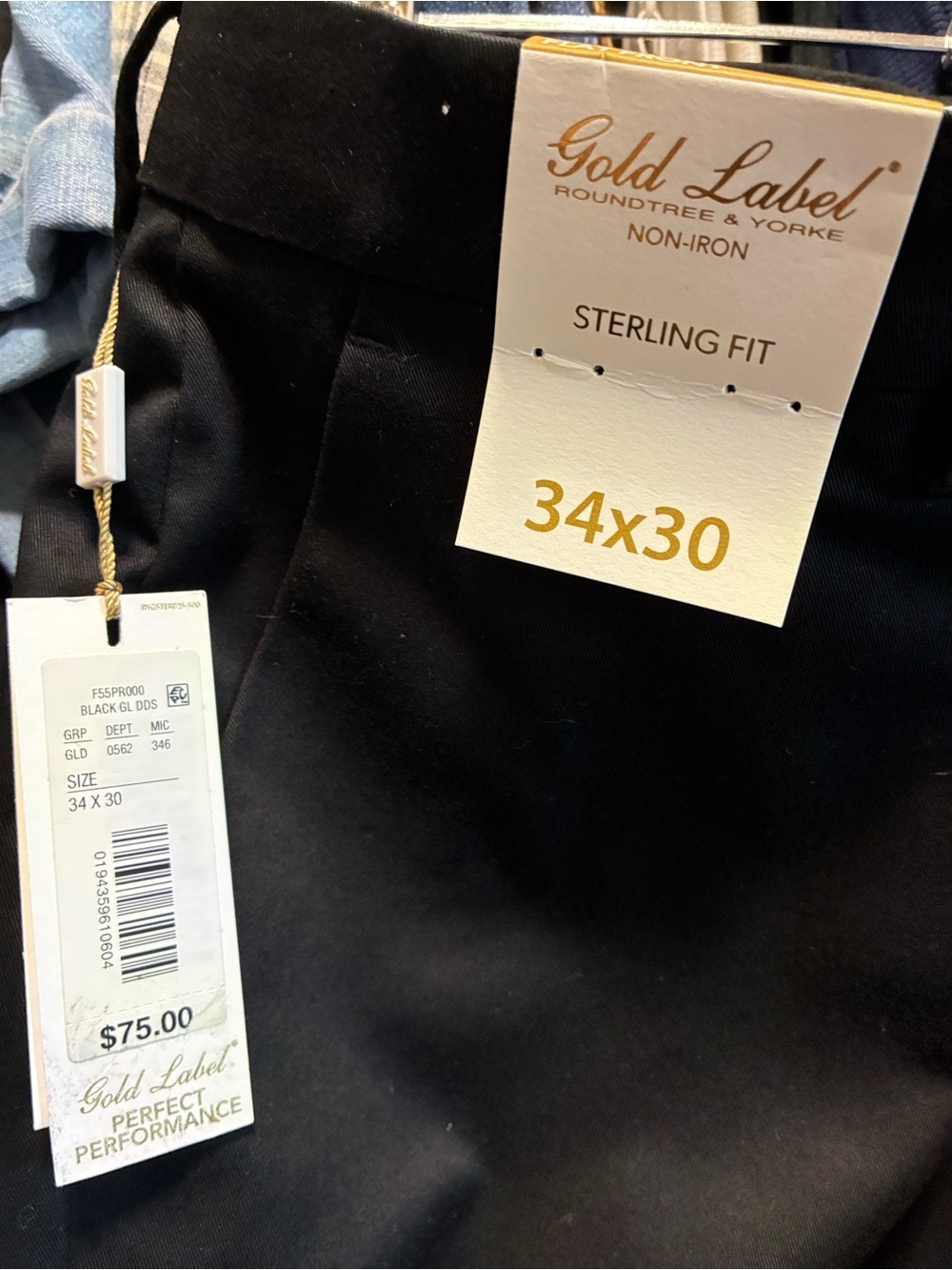 Roundtree & Yorke Black Men's Dress Pants